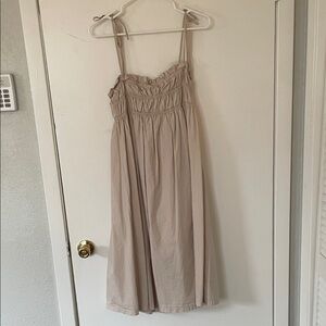 Beige Sleeveless Midi Dress